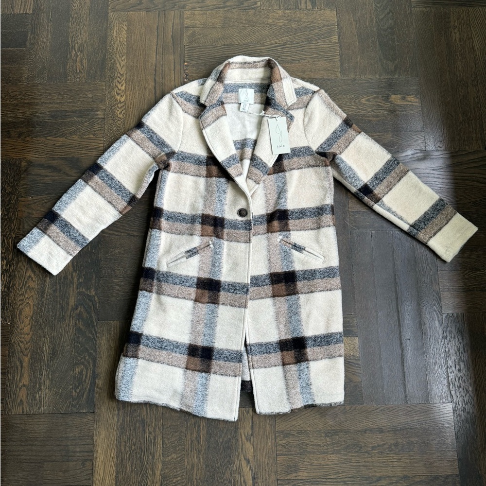 NWOT Joie Plaid Overcoat